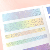 Washi Tape - 15mm/7mm Pastel Rainbow Gradient Moonlight Foiled Washi Tape Set