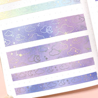 Washi Tape - 15mm/7mm Soft Galaxy Purple Moonlight Foiled Washi Tape Set
