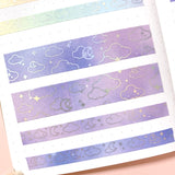 Washi Tape - 15mm/7mm Soft Galaxy Purple Moonlight Foiled Washi Tape Set