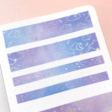 Washi Tape - 15mm/7mm Soft Galaxy Blue Moonlight Foiled Washi Tape Set