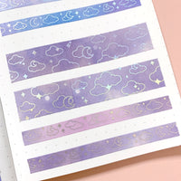 Washi Tape - 15mm/7mm Soft Galaxy Pink Moonlight Foiled Washi Tape Set