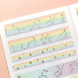 Washi Tape - 15mm/7mm Pastel Rainbow Constellation Foiled Washi Tape Set