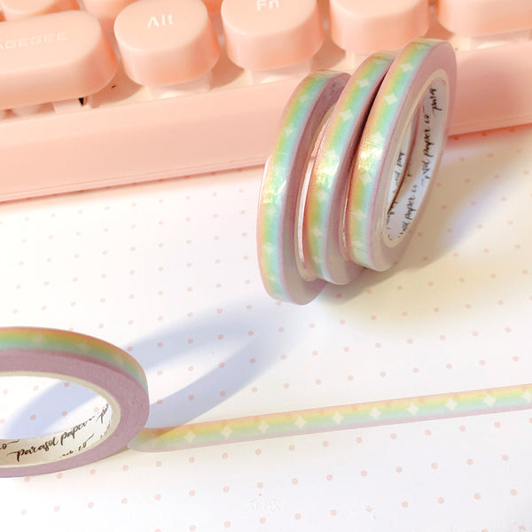 Washi Tape - Pastel Rainbow White Sparkle (CMYK)