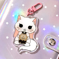 Pandy and Friends Boba Cat Acrylic Keychain