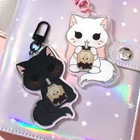 Pandy and Friends Boba Cat Acrylic Keychain
