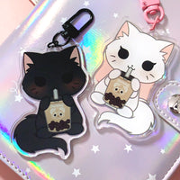 Pandy and Friends Boba Cat Acrylic Keychain