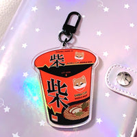 Pandy and Friends Shiba Ramen Shin Ramyun Instant Noodles Cup Acrylic Keychain