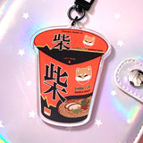 Pandy and Friends Shiba Ramen Shin Ramyun Instant Noodles Cup Acrylic Keychain