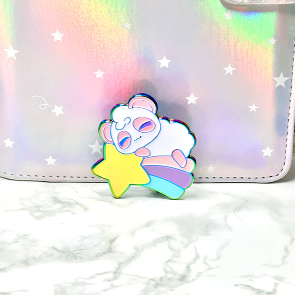 Rainbow Shooting Star Pandy Enamel Pins