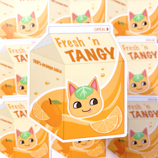 [WATERPROOF] ACNH Tangy Orange Juice Vinyl Sticker Decal (two sizes)