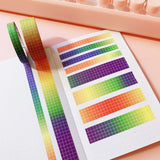 Washi Tape - Rainbow Gradient Grid Set (15mm/7mm)