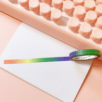 Washi Tape - Rainbow Gradient Grid Set (15mm/7mm)