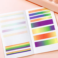 Washi Tape - 7mm Skinny Pastel Rainbow Gradient Grid