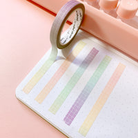 Washi Tape - 7mm Skinny Pastel Rainbow Gradient Grid